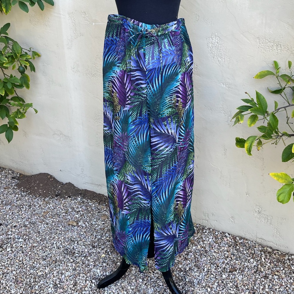 NWOT Bleu Rod Beattie sheer palazzo pants / Coveruo - size S